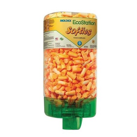 Moldex Disposable Uncorded Ear Plugs with Dispenser, Bullet Shape, 33 dB, 500 Pairs, Orange 6701